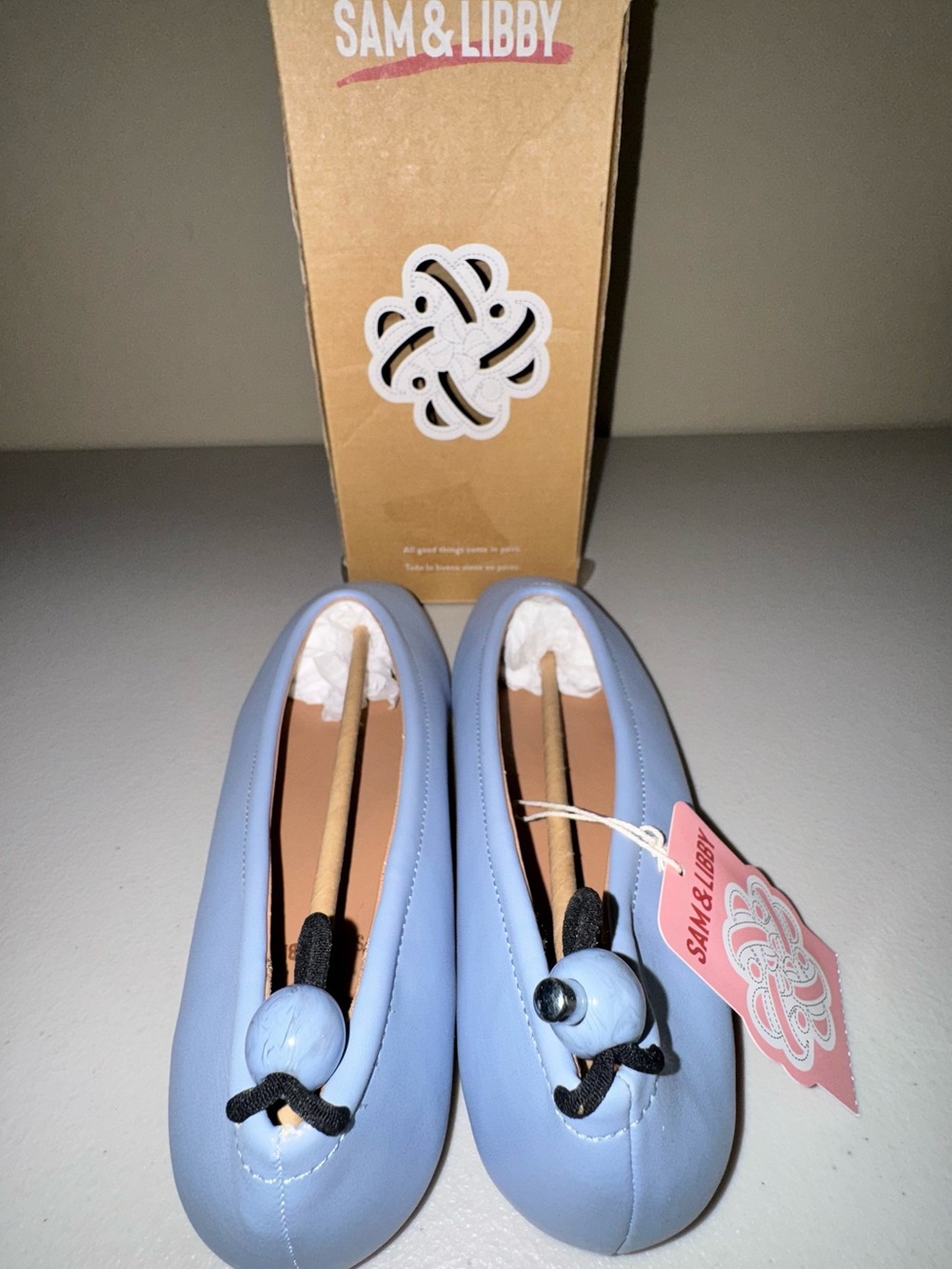 Sam & Libby Pastel Blue Square-Toe Ballet Flats - Picture 2 of 3